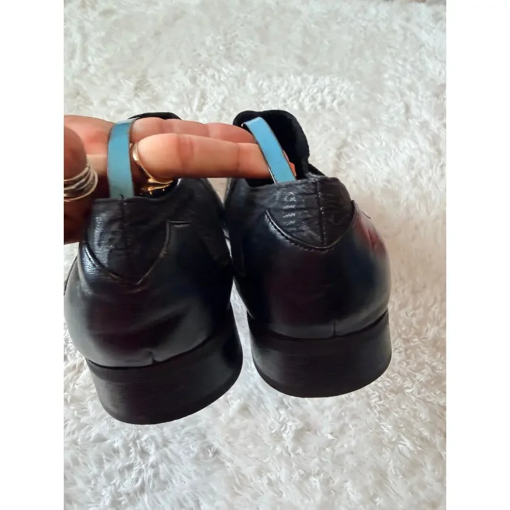 Giorgio Brutini Black Embossed Square Toe Slip On Loafers Men 9